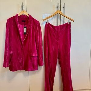 Nastygal velvet suit set in fuchsia